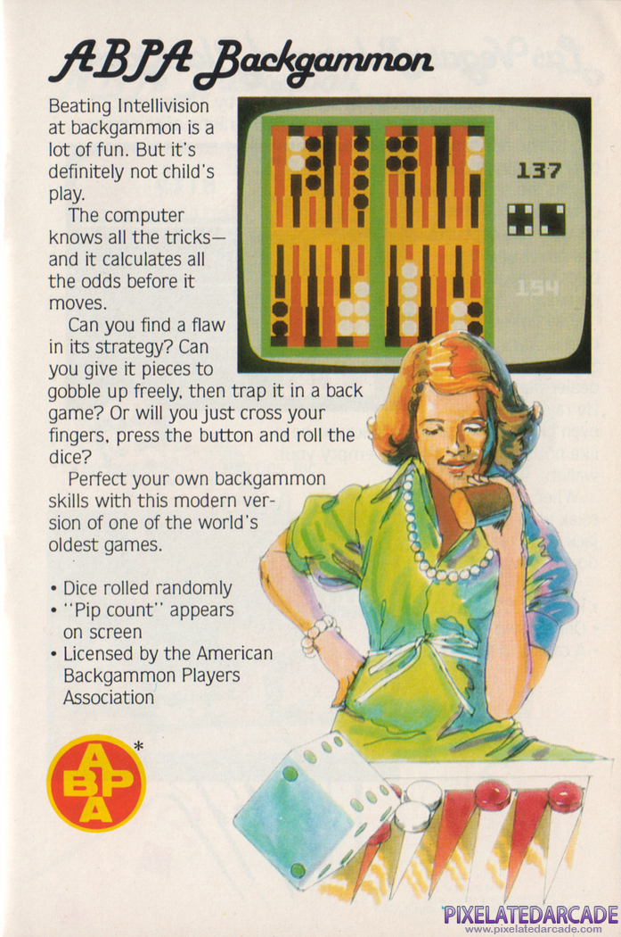 ABPA Backgammon Advertisement: Mattel Electronics 1981 product catalog