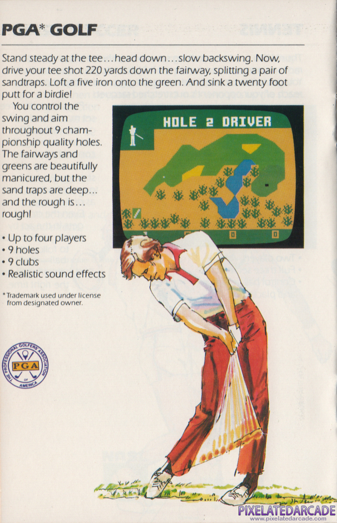 PGA Golf Advertisement: Mattel Electronics 1982 product catalog
