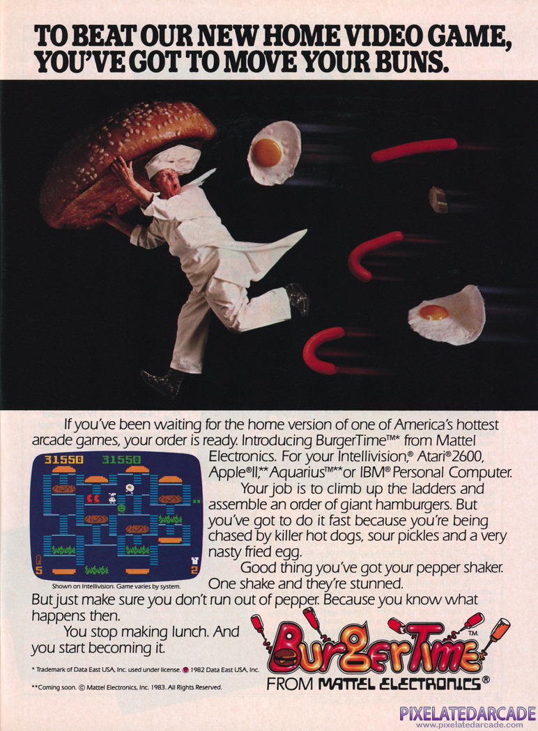 BurgerTime Advertisement: 1983 magazine ad