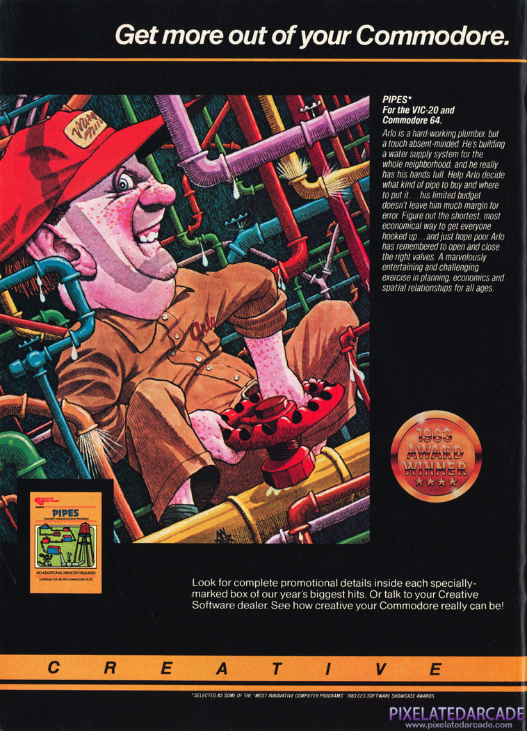 Pipes Advertisement: Creative Software January 1984 magazine ad