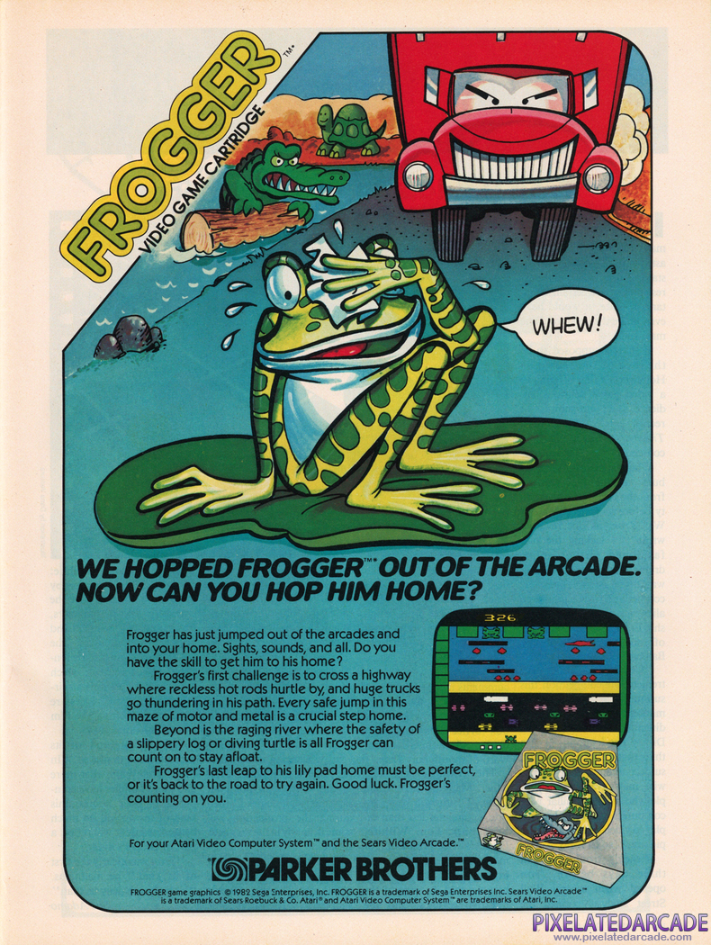 Frogger Advertisement: Parker Brothers January 1983 magazine ad