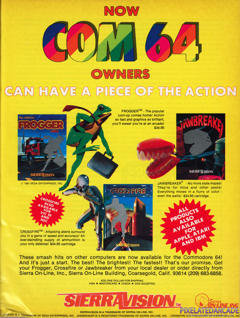 Frogger Advertisement: Sierra On-Line 1983 magazine ad