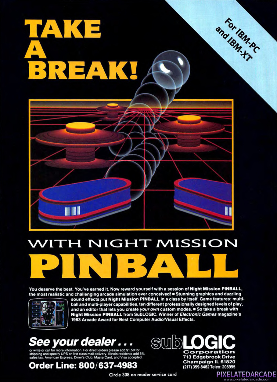 Night Mission Pinball Advertisement: December 1983 magazine ad