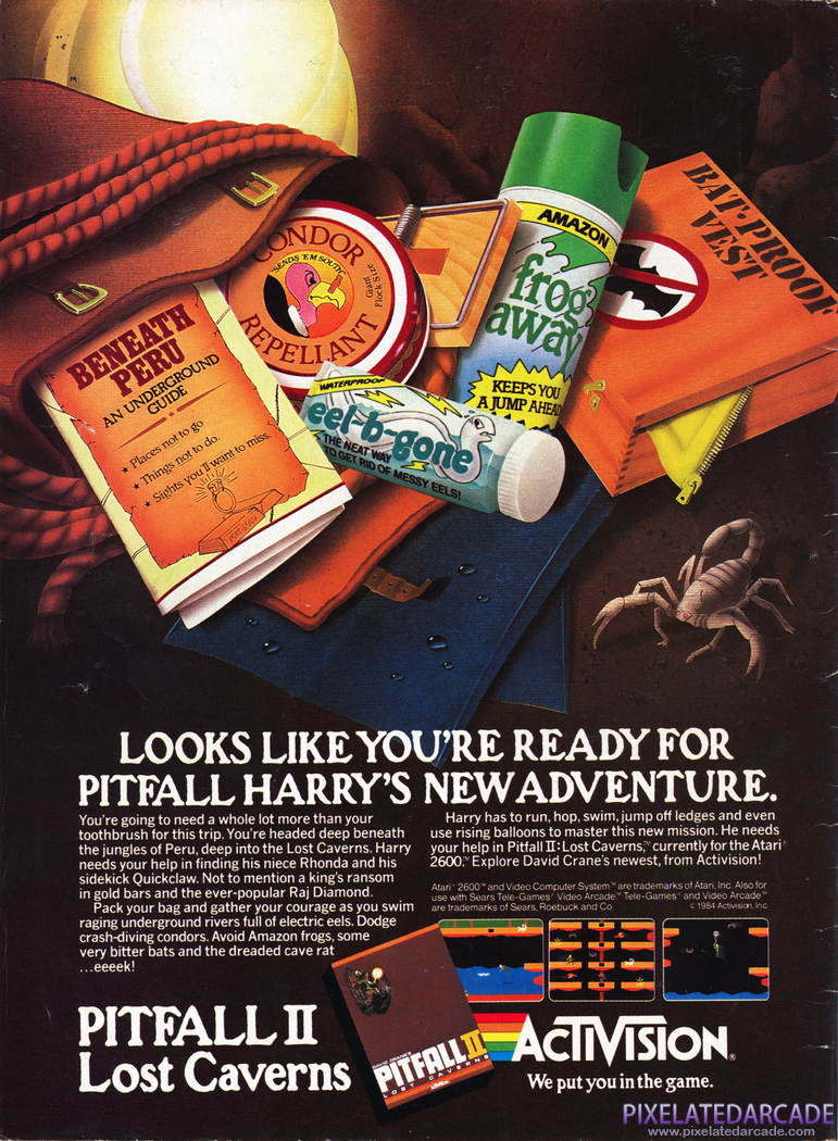 Pitfall II: Lost Caverns Advertisement: 1984 magazine ad