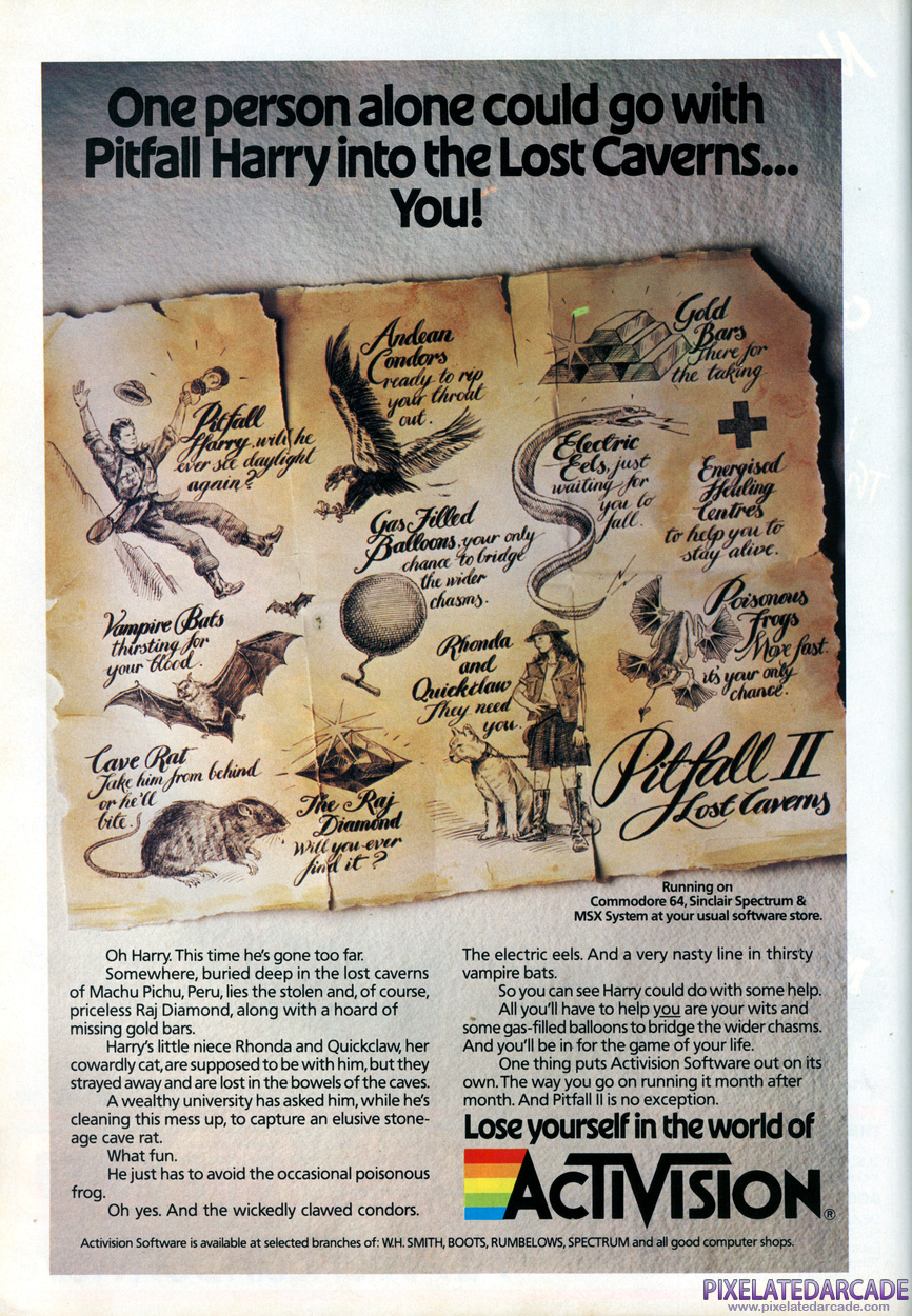 Pitfall II: Lost Caverns Advertisement: November 1984 magazine ad