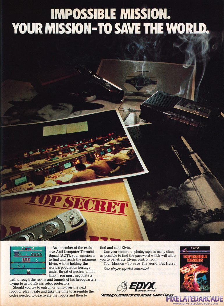 Impossible Mission Advertisement: Impossible Mission 1985 magazine ad