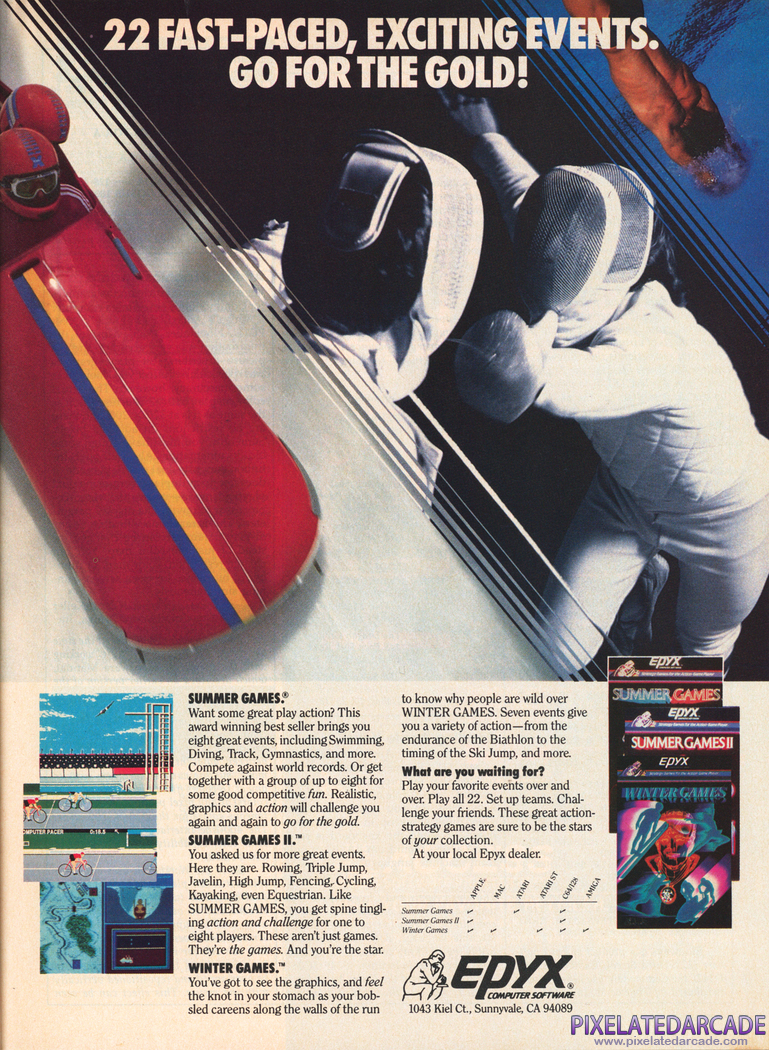 Summer Games Advertisement: Epyx 1986 magazine ad