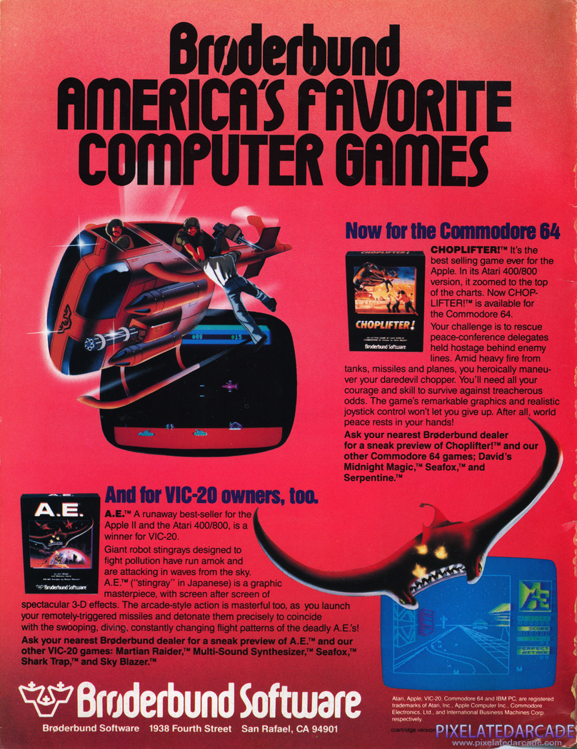 Choplifter! Advertisement: Br0derbund August 1983 magazine ad