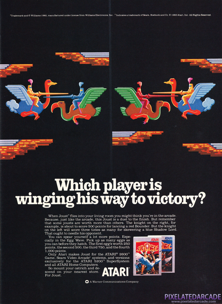 Joust Advertisement: Atari 1984 magazine ad