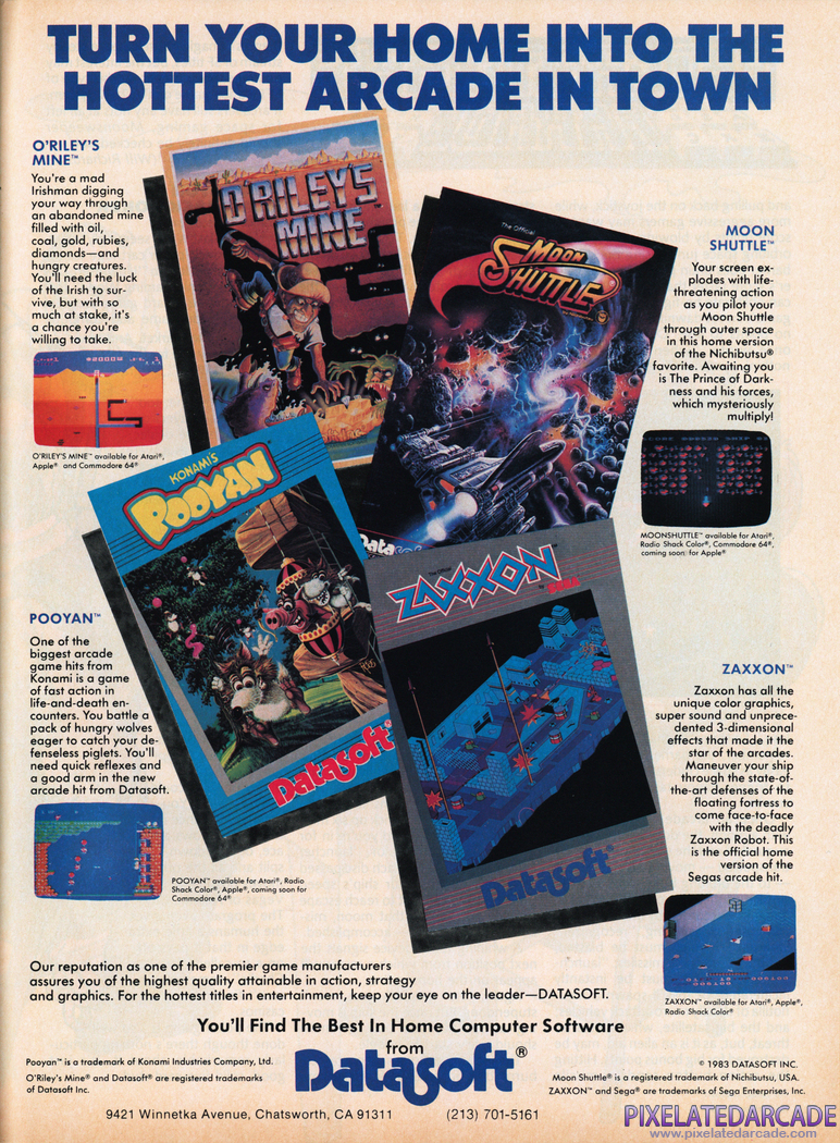 Zaxxon Advertisement: Datasoft 1984 magazine ad