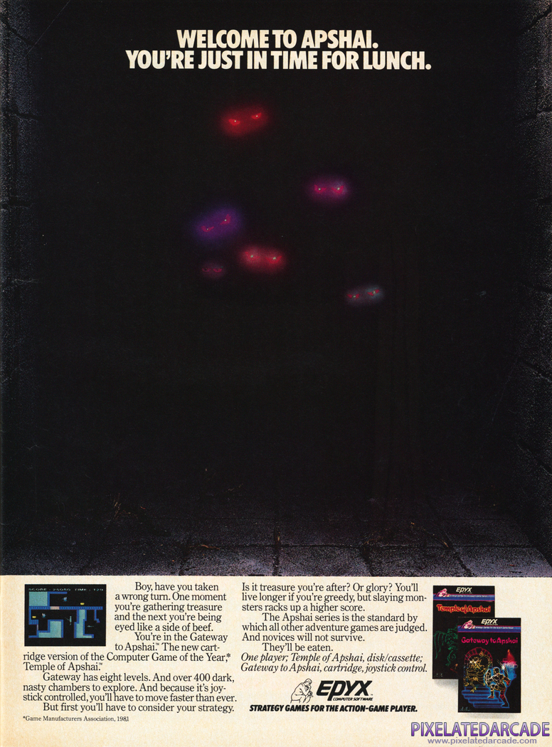 Dunjonquest: Temple of Apshai Advertisement: Epyx 1984 magazine ad