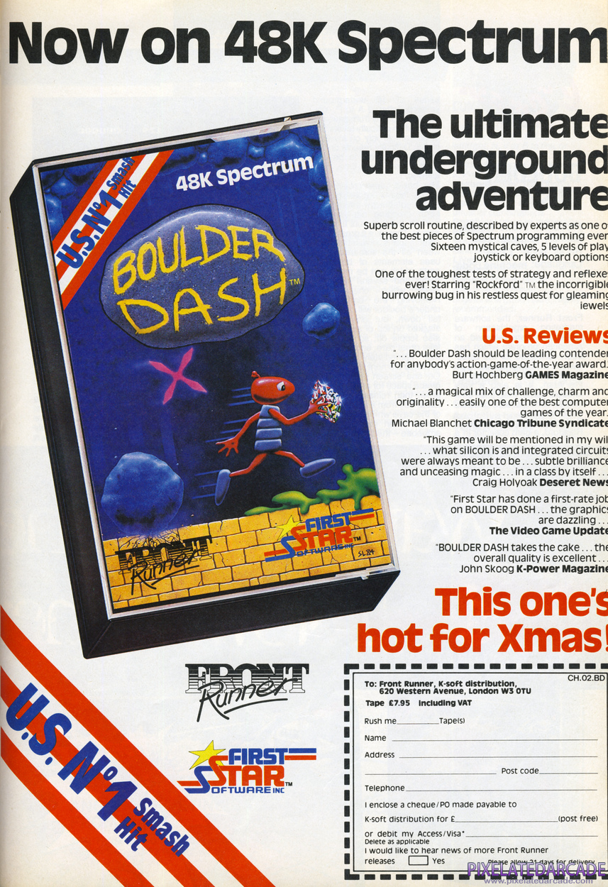 Boulder Dash Advertisement: January 1985 magazine ad