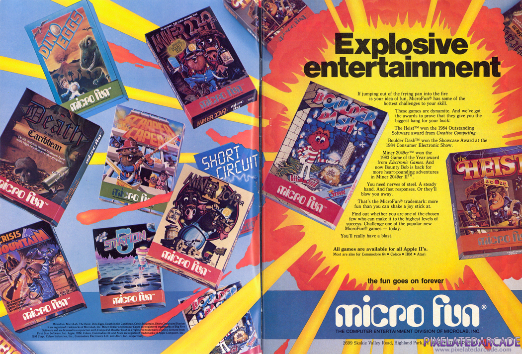Boulder Dash Advertisement: Micro Fun November 1984 magazine ad