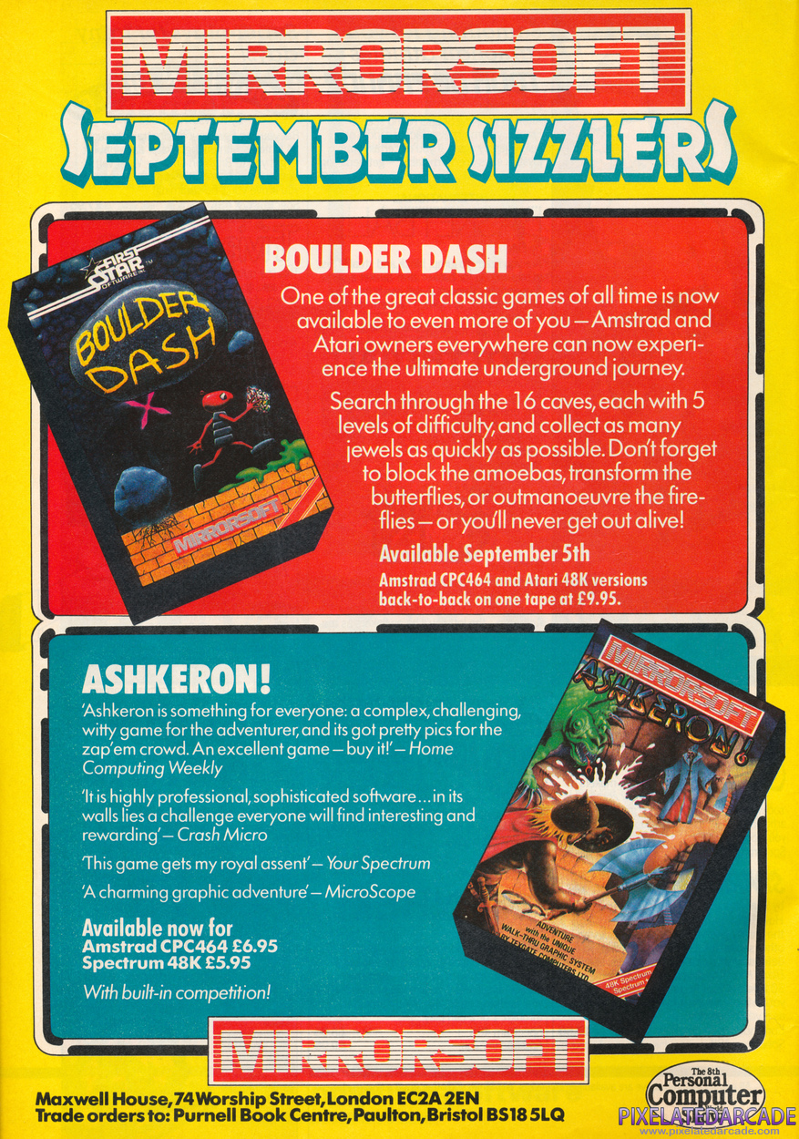 Boulder Dash Advertisement: September 1985 magazine ad