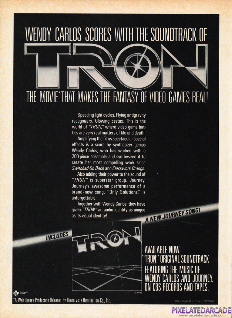 TRON Advertisement: TRON Soundtrack -  1982 magazine ad