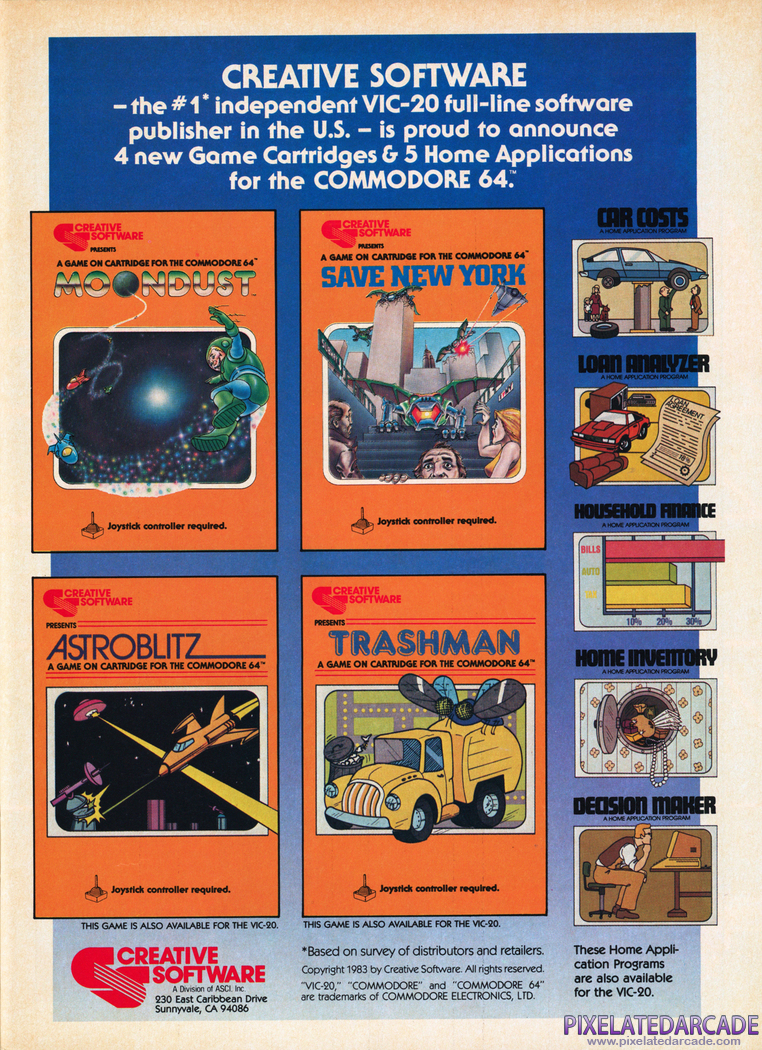 Astroblitz Advertisement: Creative Software July 1983 magazine ad