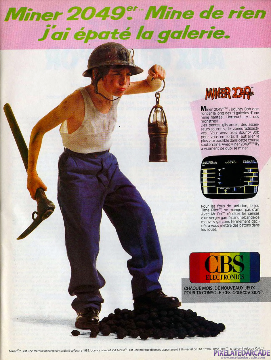 Miner 2049er Advertisement: July 1984 magazine ad (French)