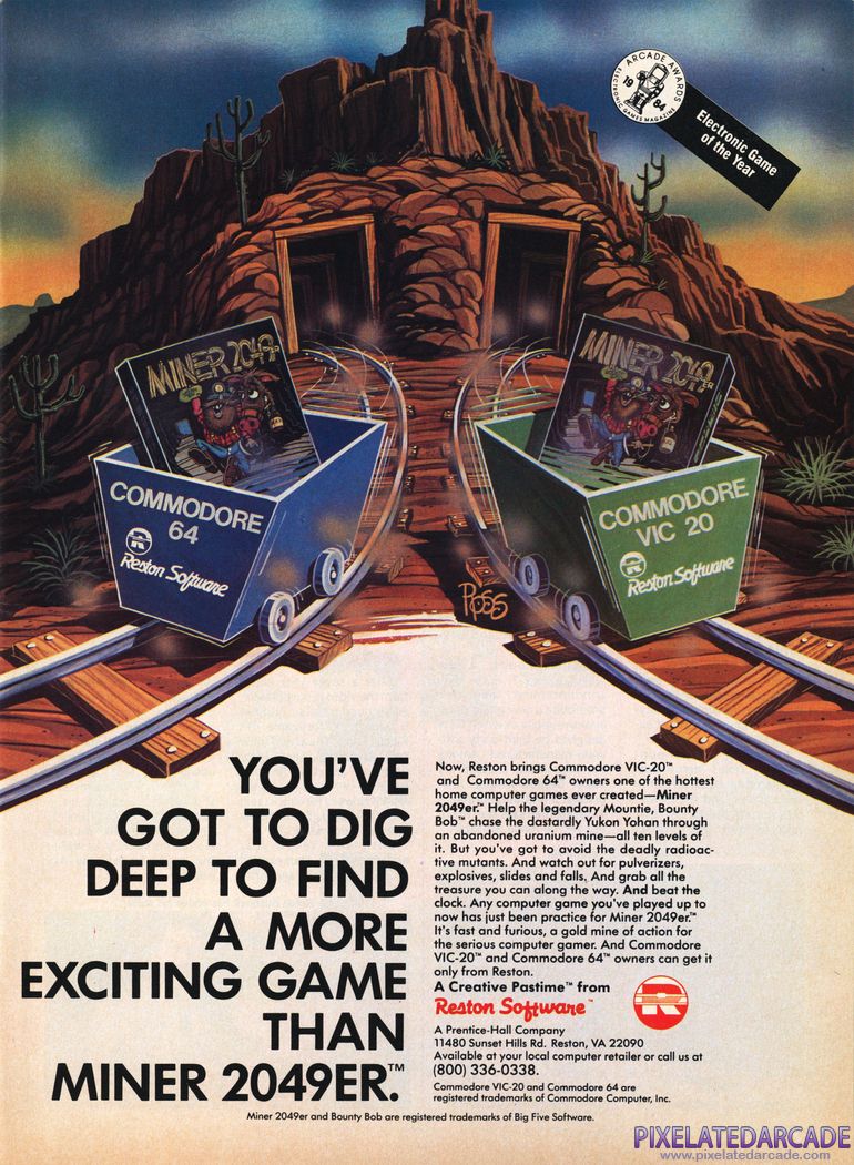 Miner 2049er Advertisement: Reston Software 1984 magazine ad