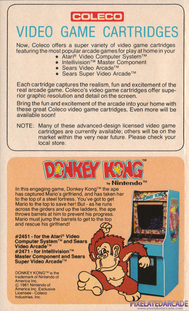 Donkey Kong Advertisement: Donkey Kong in the Coleco product catalog
