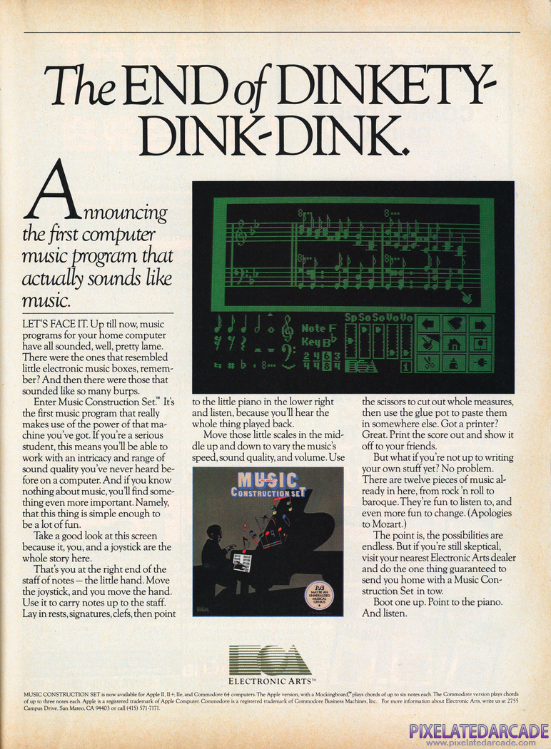 Will Harvey's Music Construction Set Advertisement: 1985 magazine ad