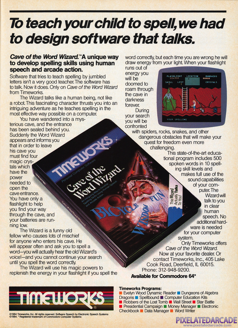 Cave of the Word Wizard Advertisement: 1985 magazine ad