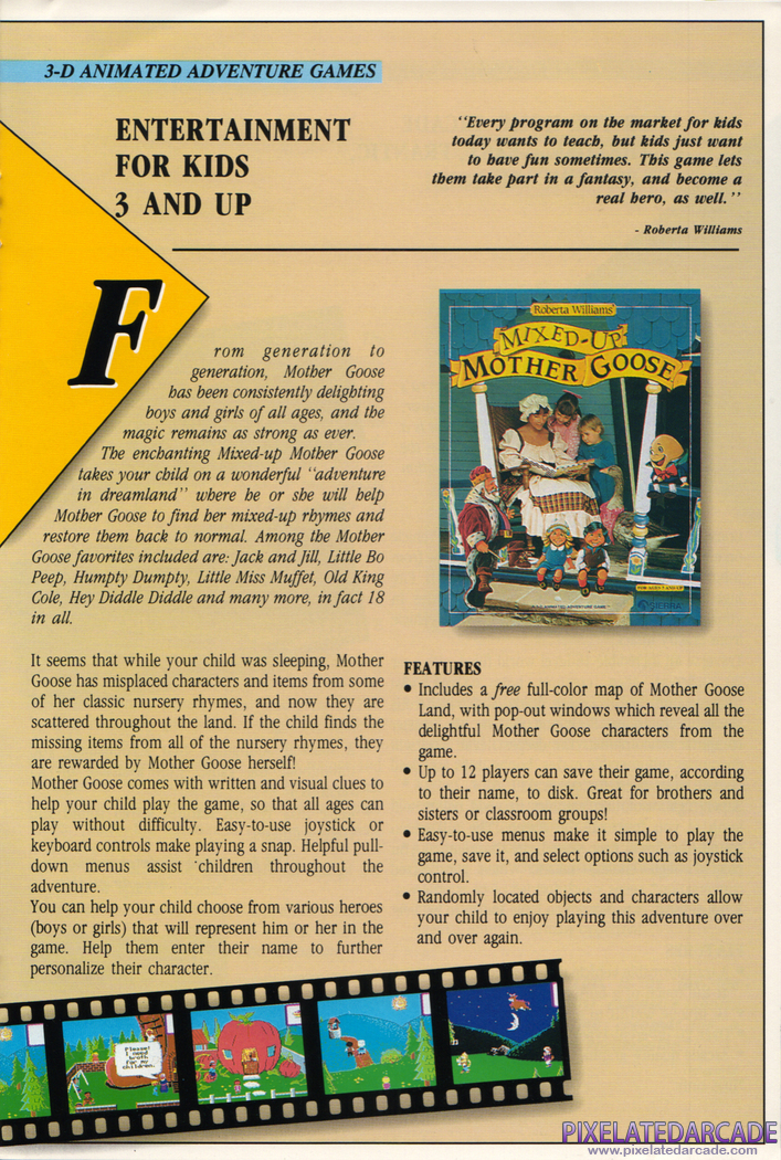 Mixed-Up Mother Goose Advertisement: Sierra 1988 product catalog