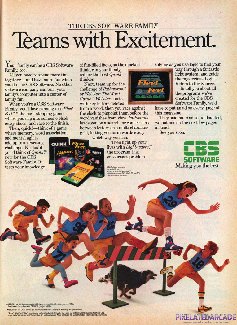 Quink Advertisement: CBS Software 1985 magazine ad