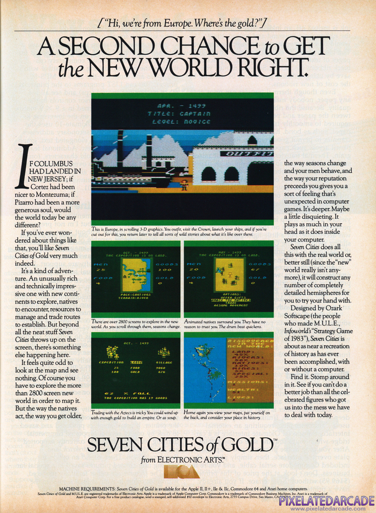 The Seven Cities of Gold Advertisement: 1985 magazine ad
