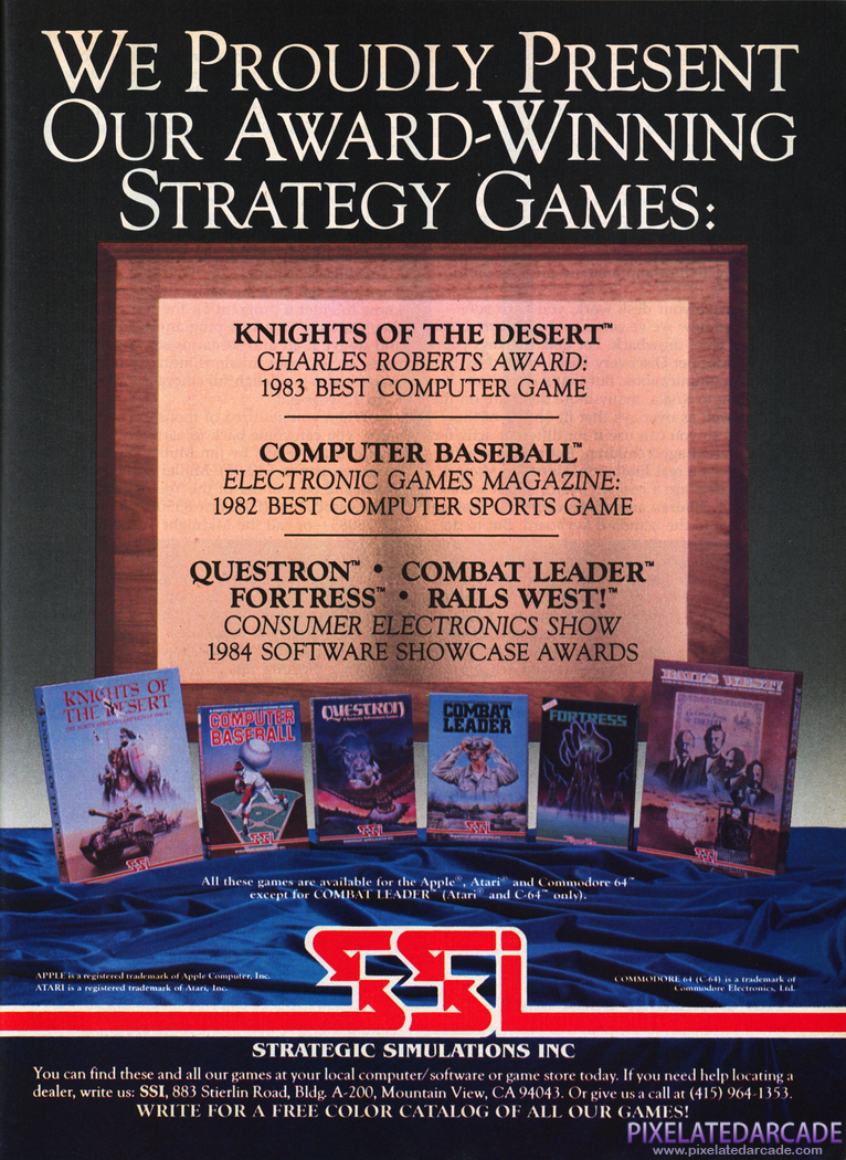 Computer Baseball Advertisement: SSI March 1985 magazine ad