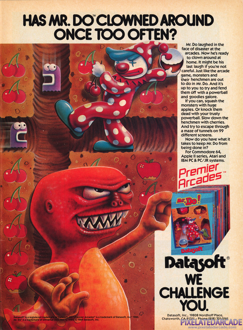 Mr. Do! Advertisement: Datasoft 1984 magazine ad
