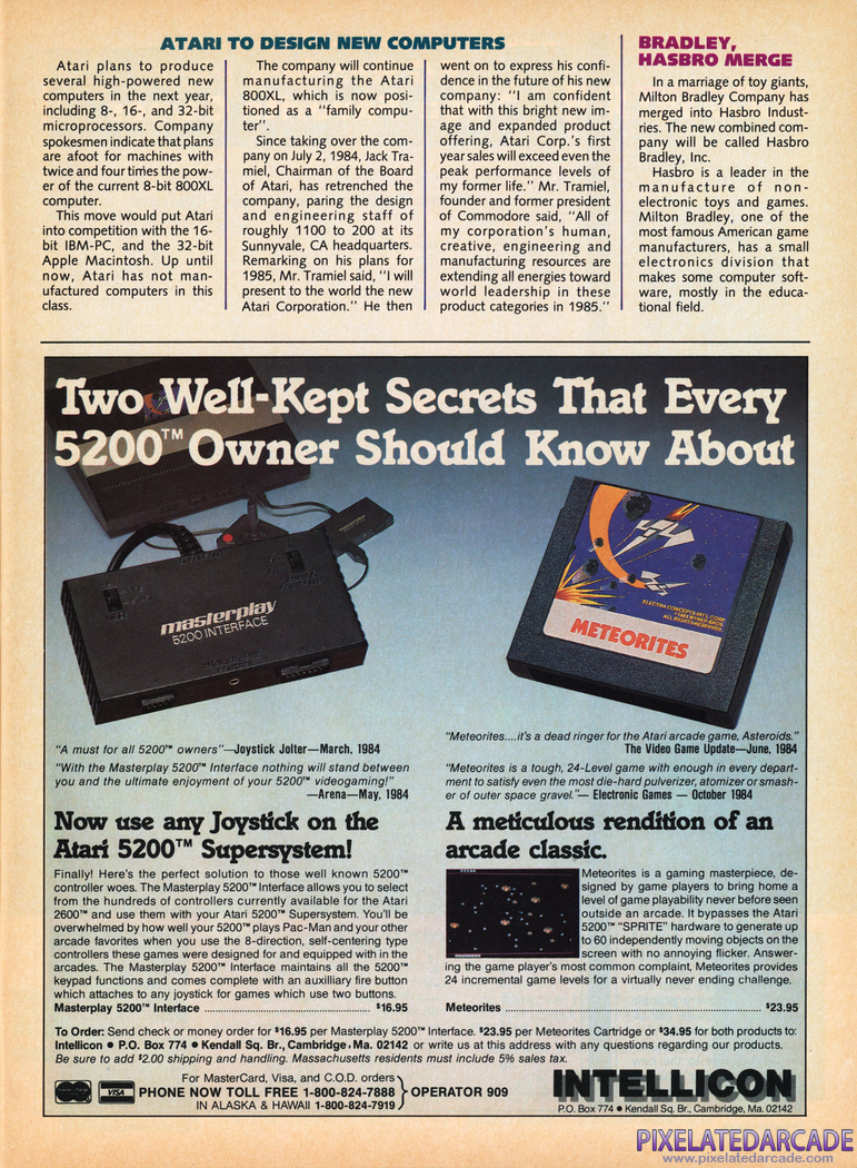 Meteorites Advertisement: Electronic Games magazine December 1984 ad featuring Meteorites