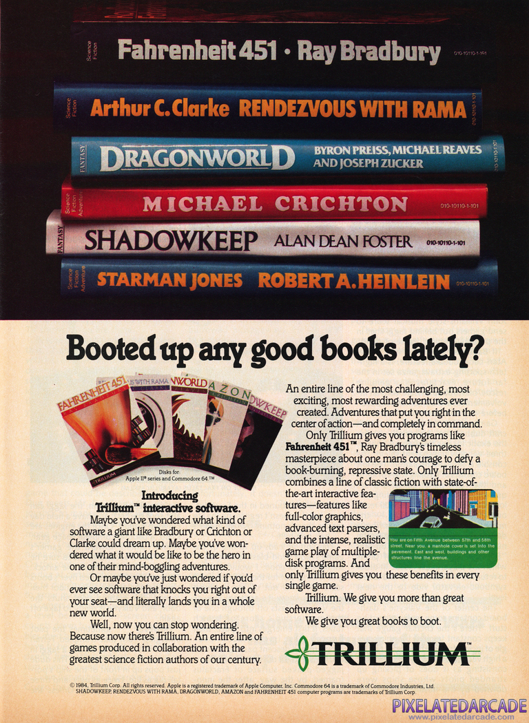 Fahrenheit 451 Advertisement: Trillium 1984 magazine ad