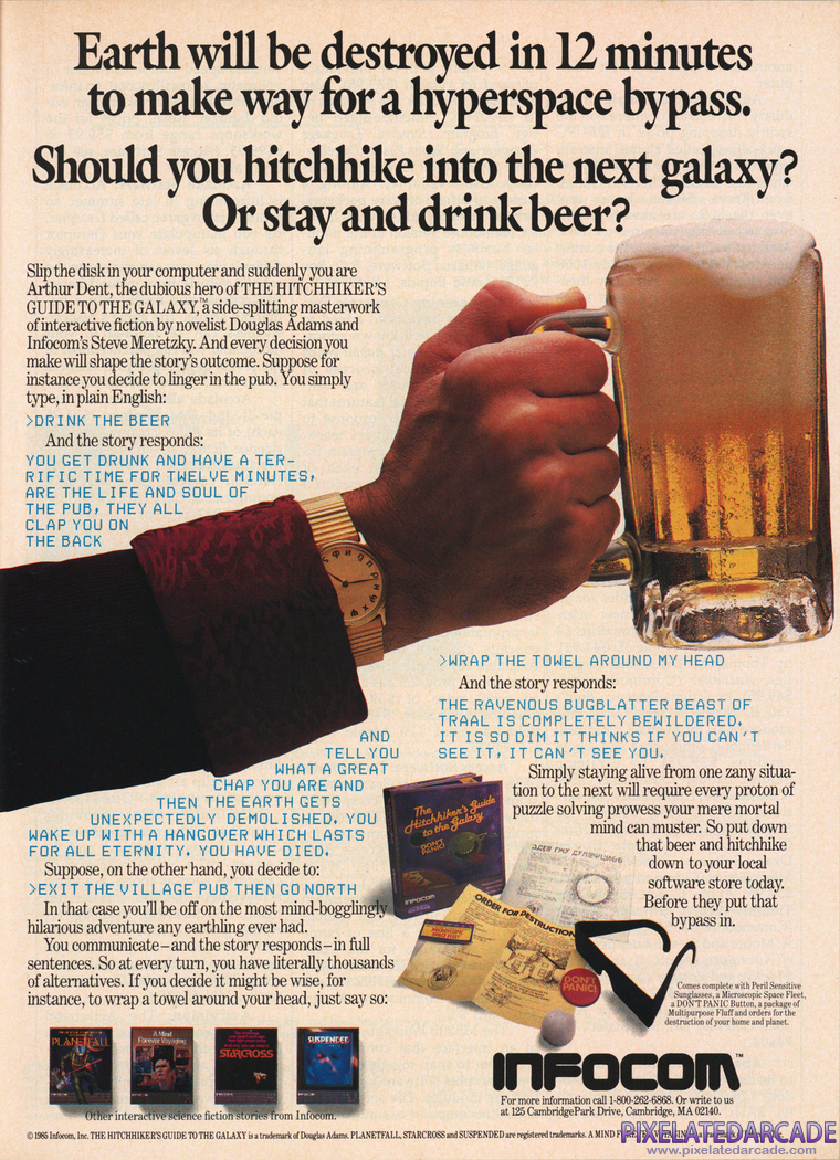 The Hitchhiker's Guide to the Galaxy Advertisement: 1986 magazine ad