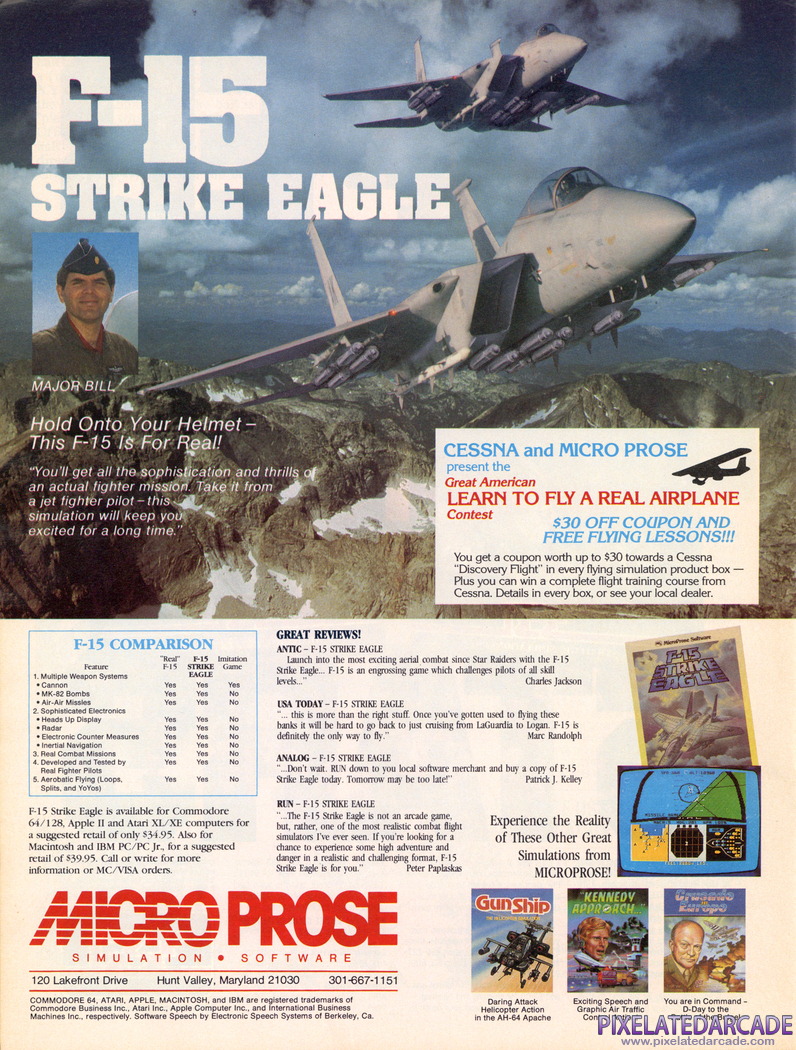 F-15 Strike Eagle Advertisement: November 1985 magazine ad