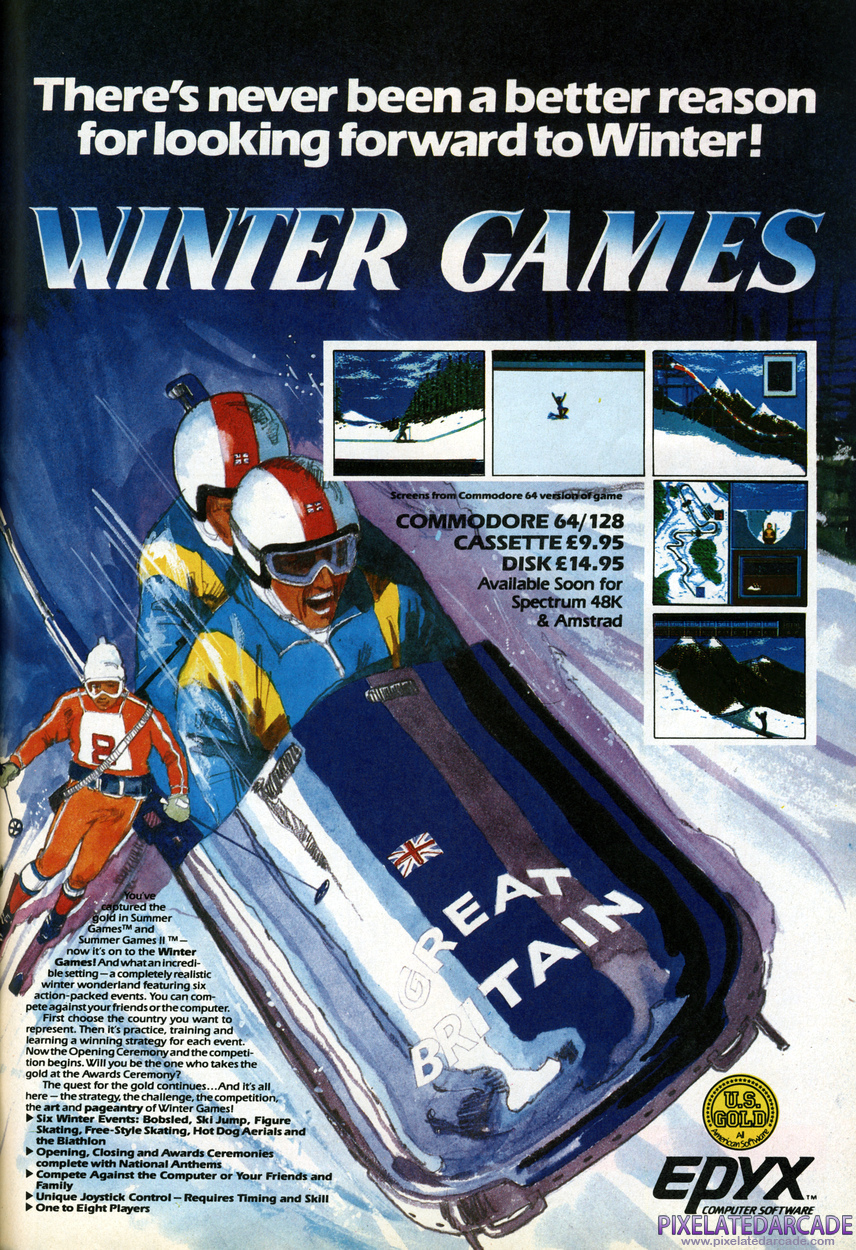 Winter Games Advertisement: January 1986 magazine ad