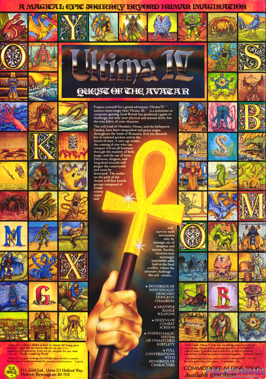 Ultima IV: Quest of the Avatar Advertisement: August 1986 magazine ad