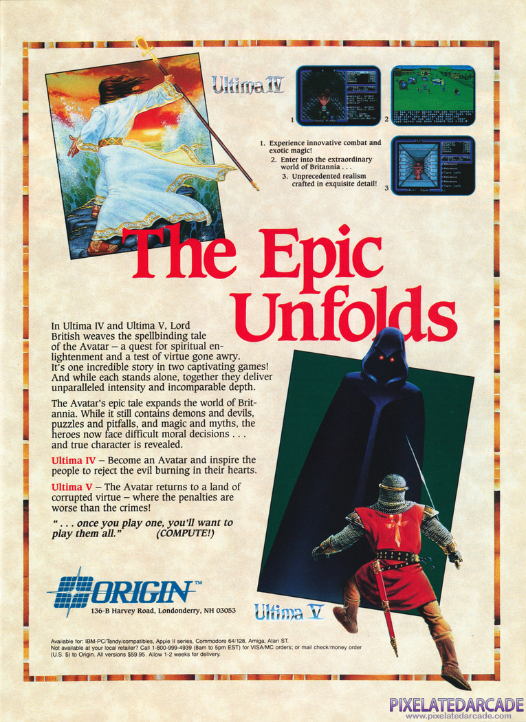 Ultima IV: Quest of the Avatar Advertisement: April 1989 magazine ad