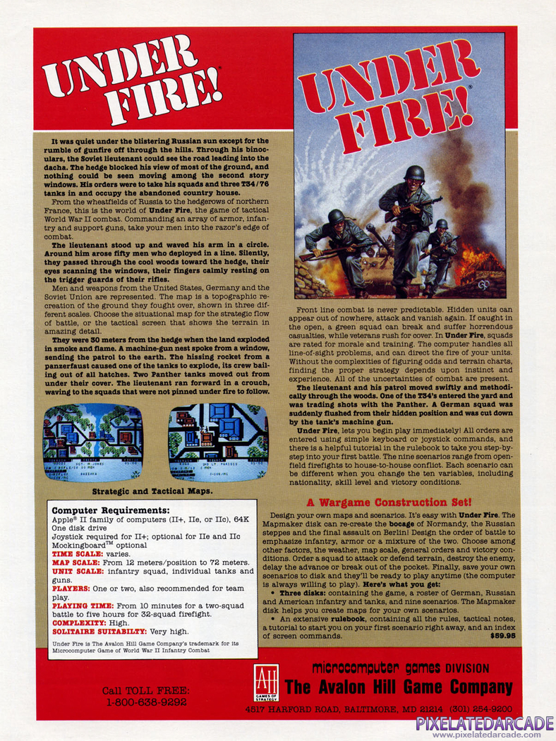 Under Fire! Advertisement: November - December 1985 magazine ad