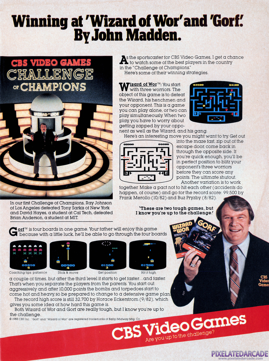Gorf Advertisement: CBS Video Games March 1983 magazine ad