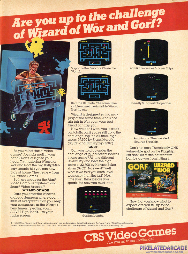 Gorf Advertisement: CBS Video Games January 1983 magazine ad