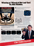 CBS Video Games March 1983 magazine ad