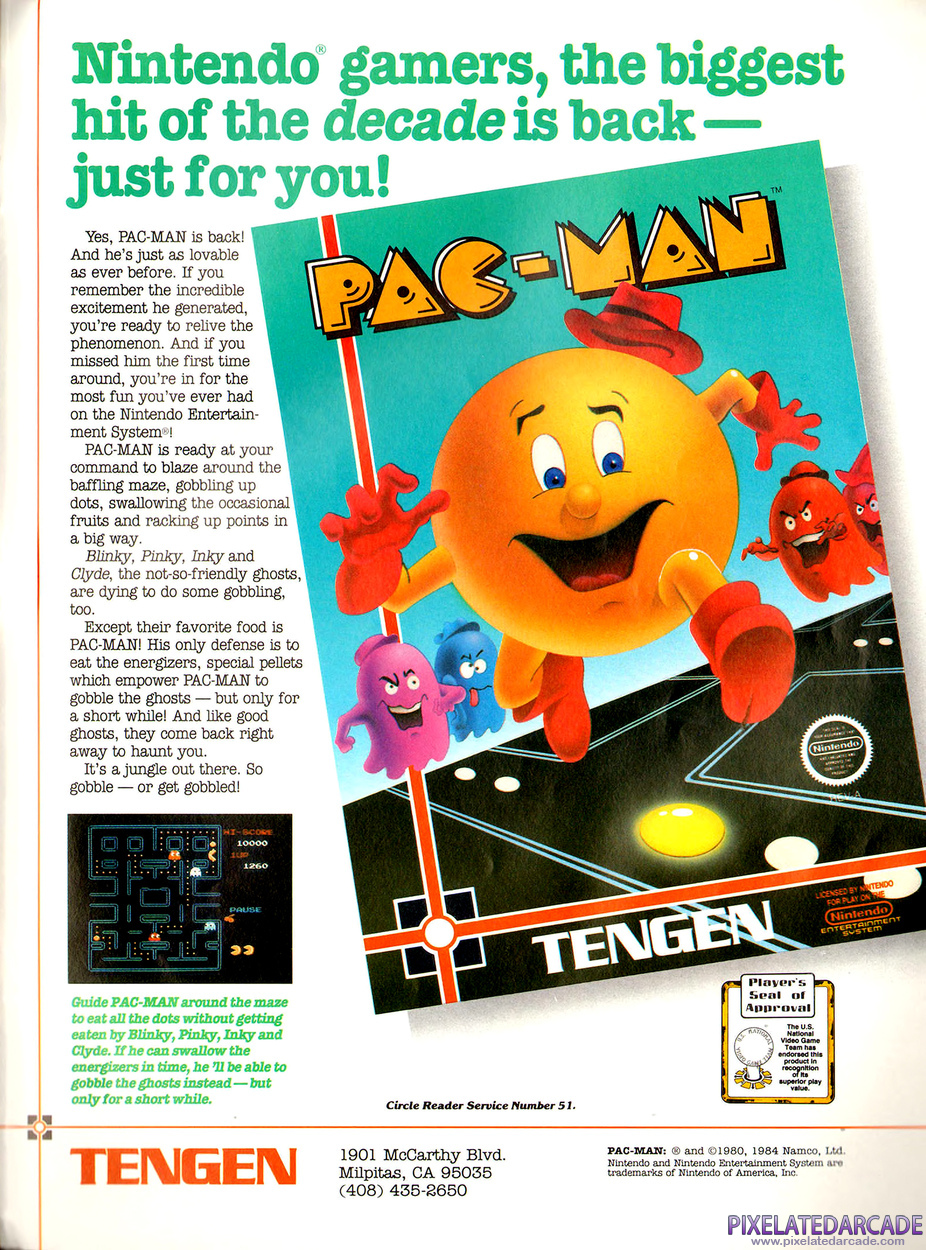 Pac-Man Advertisement: January 1989 magazine ad