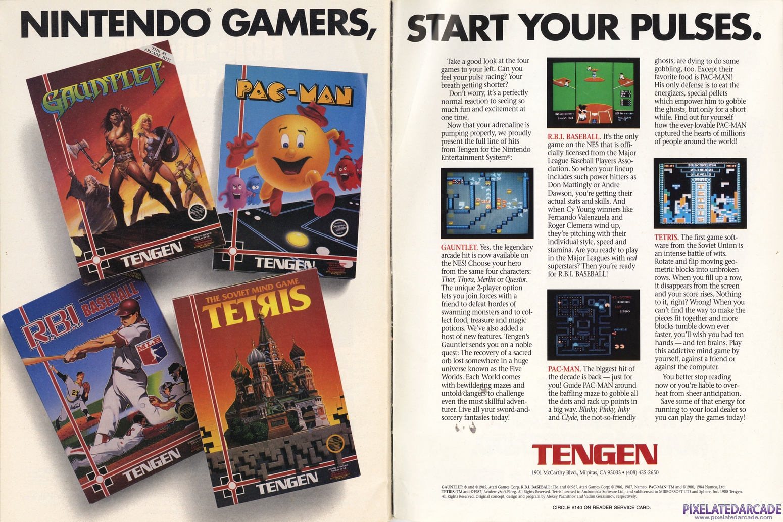 Pac-Man Advertisement: Tengen April 1989 magazine ad