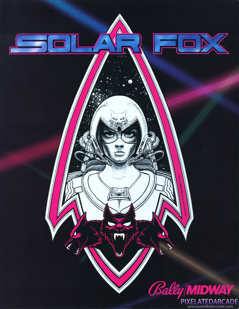 Solar Fox Advertisement: Solar Fox arcade flyer - Front