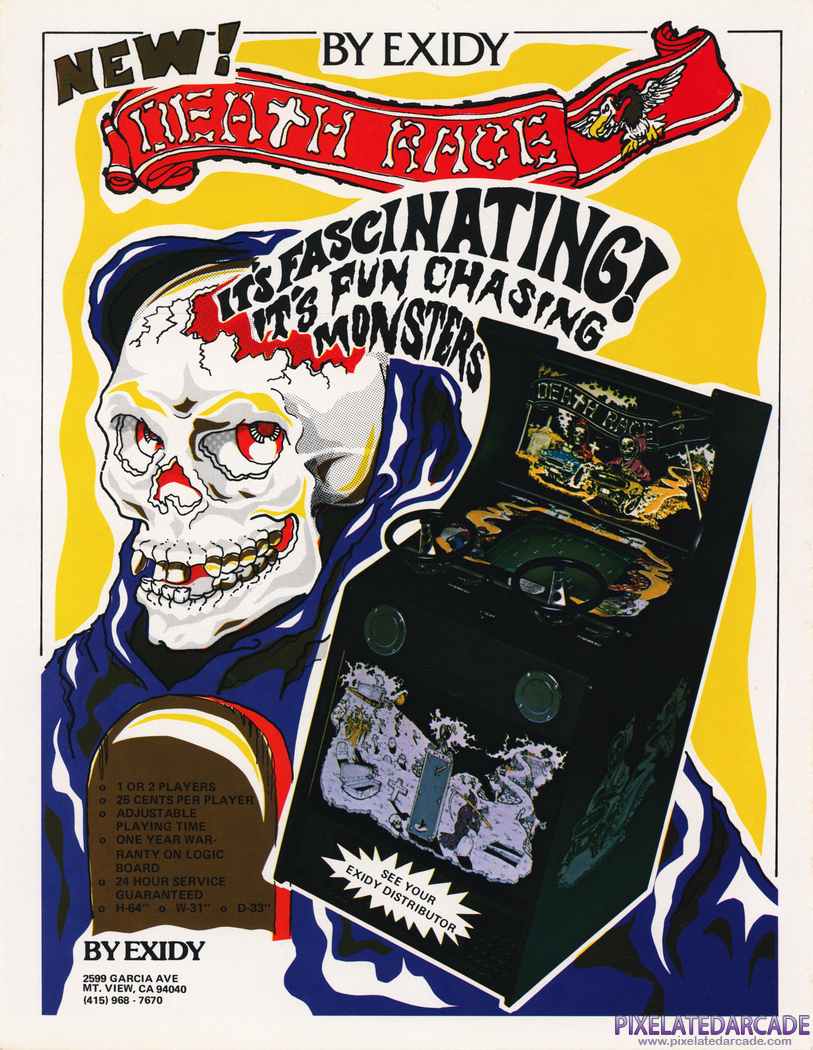 Death Race Advertisement: Death Race arcade flyer