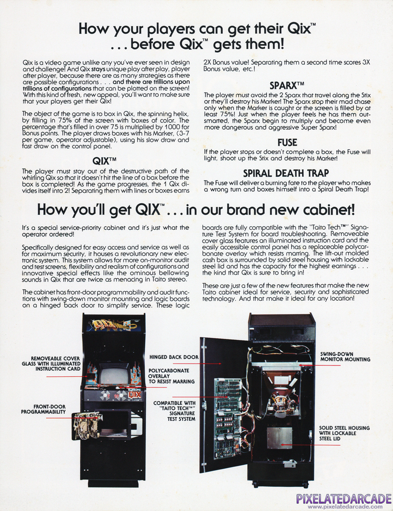 Qix Advertisement: Qix arcade flyer - Inside Right