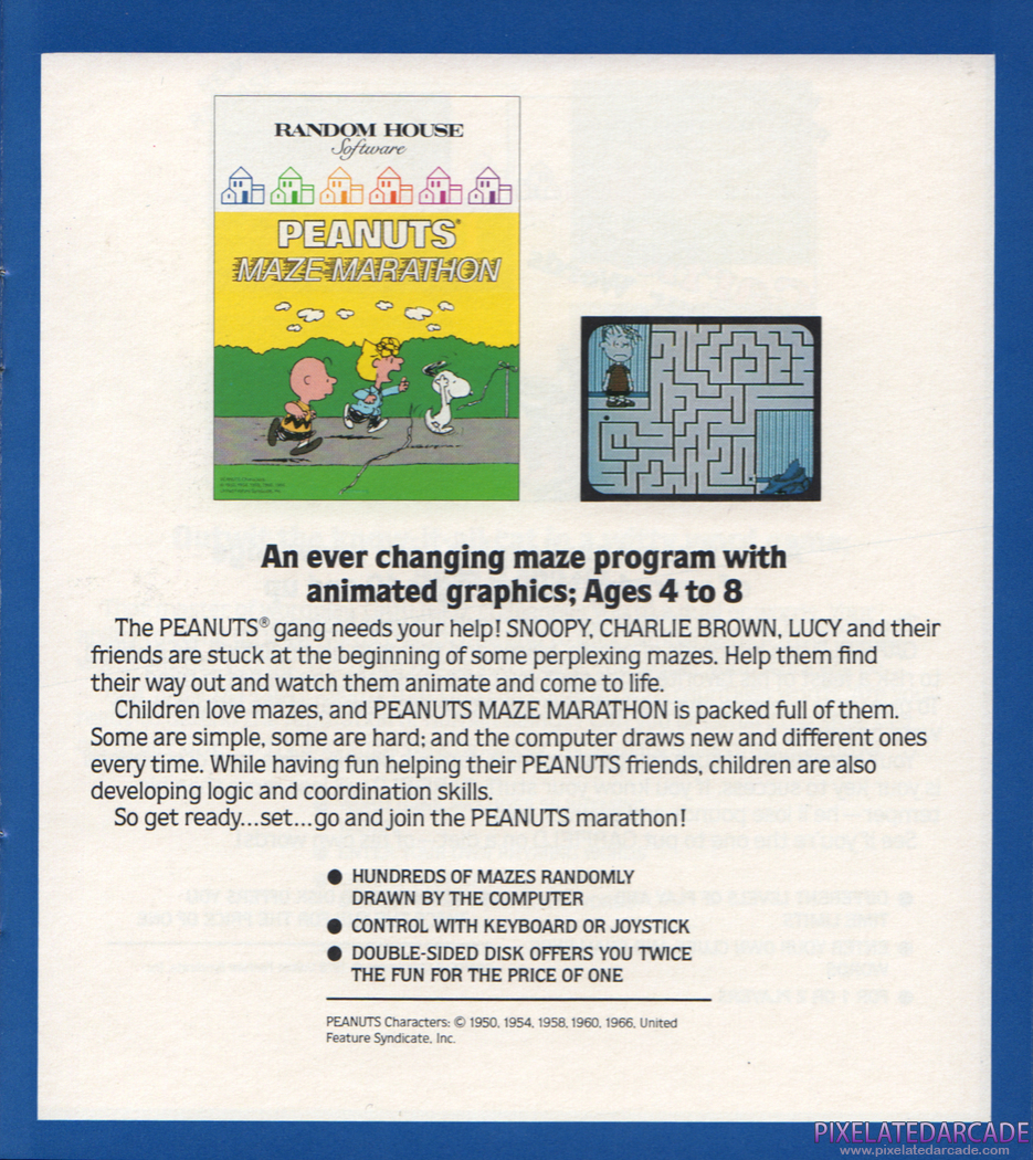 Peanuts Maze Marathon Advertisement: Peanuts Maze Marathon in the  Random House product catalog