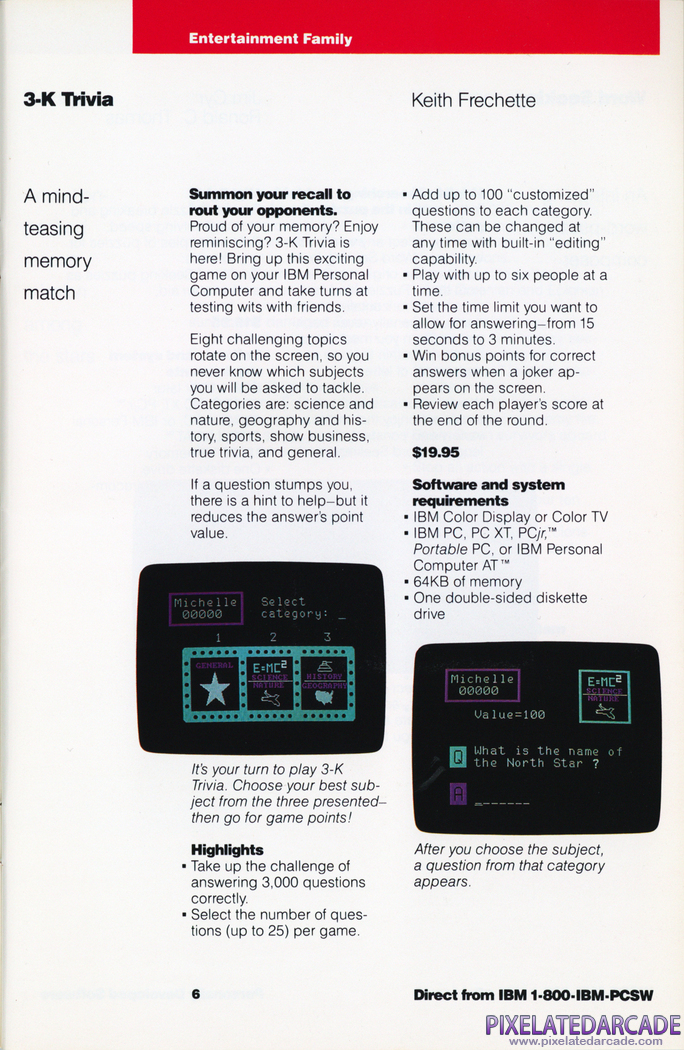 3-K Trivia Advertisement: IBM Personally Developed Software Catalog Volume 1, Number 1