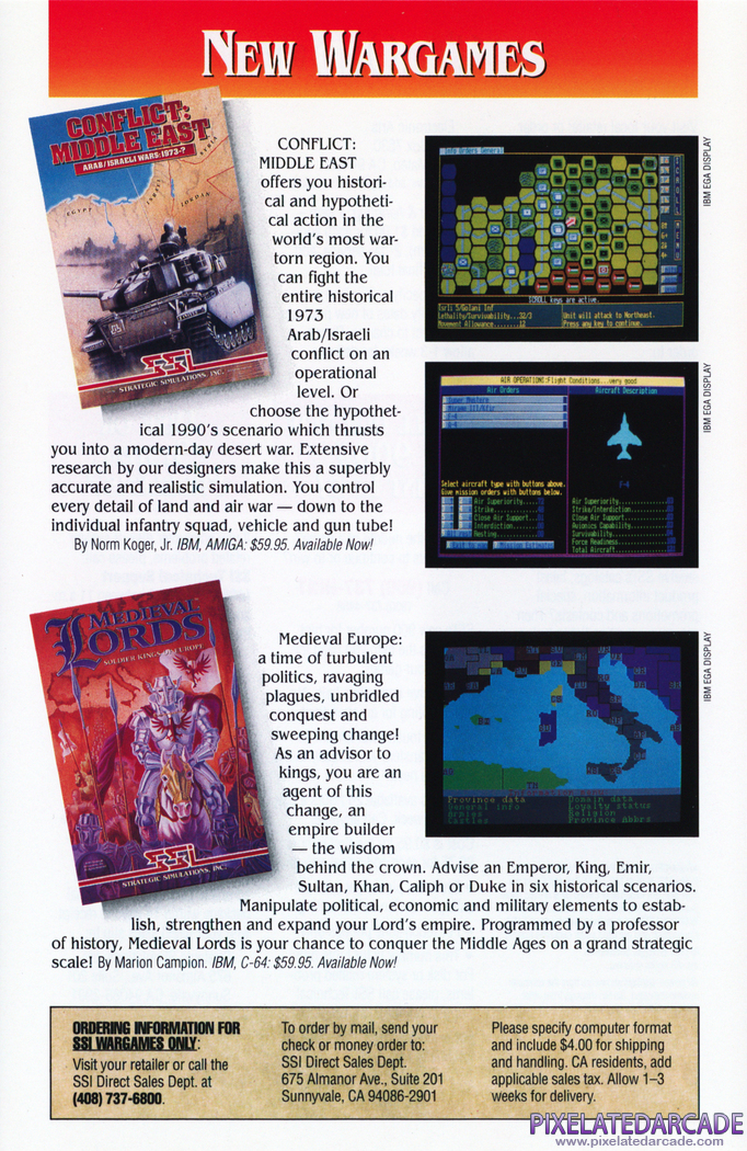 Conflict: Middle East Advertisement: SSI Spring/Summer 1991 product catalog supplement