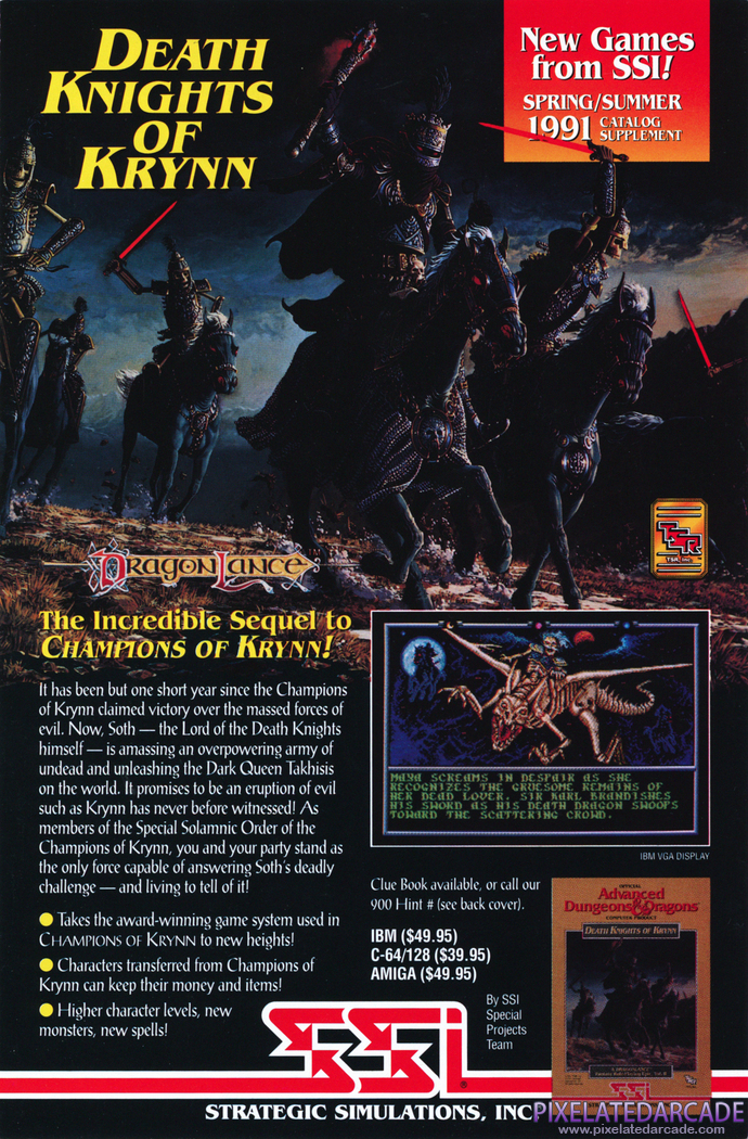Death Knights of Krynn Advertisement: SSI Spring/Summer 1991 product catalog supplement